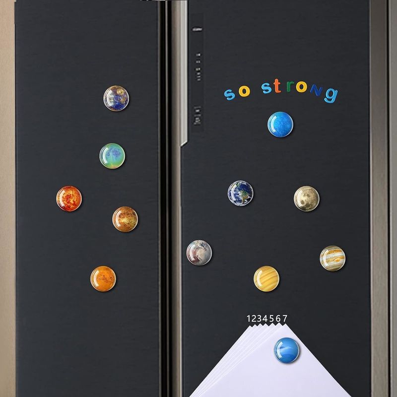 12PCS Powerful Planets Γυάλινος μαγνήτης ψυγείου για μαθηματική διακόσμηση μαύρου πίνακα